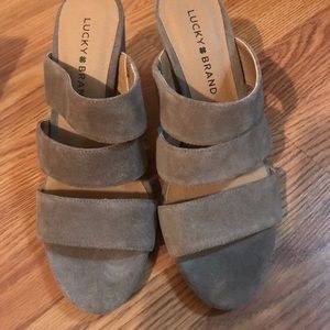 Lucky Brand LP MINNA heels, Cow Split Suede